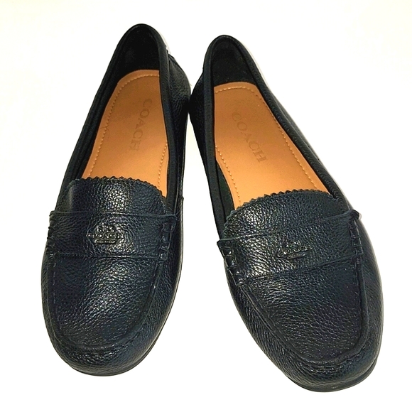 COACH ODETTE BLACK PEBBLED LEATHER LOAFER - Picture 1 of 11